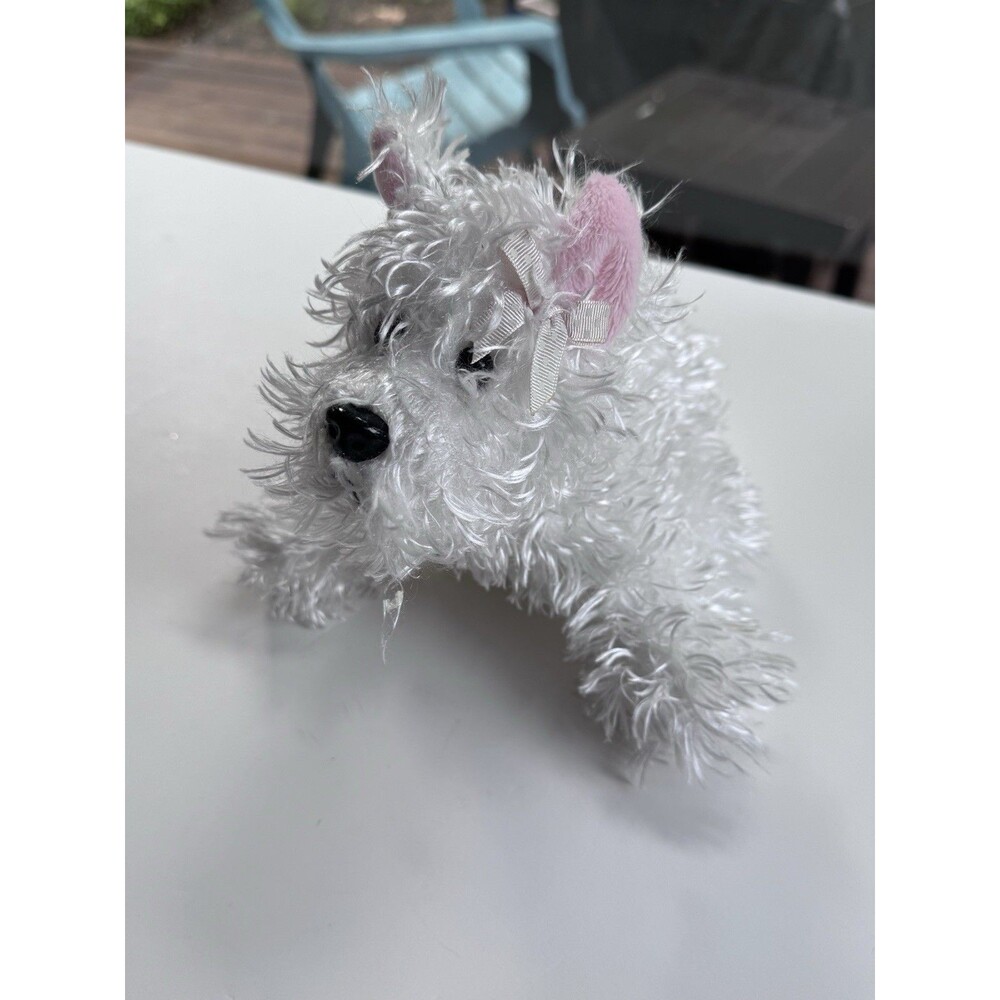 Ganz Webkinz White Terrier Puppy Dog Stuffed Animal with Light Pink Bow No Code